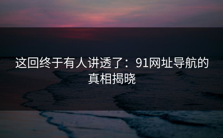 这回终于有人讲透了：91网址导航的真相揭晓
