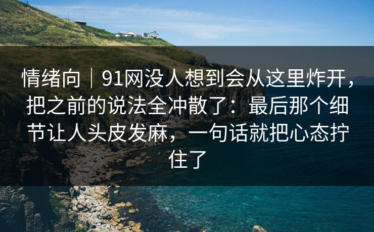 情绪向｜91网没人想到会从这里炸开，把之前的说法全冲散了：最后那个细节让人头皮发麻，一句话就把心态拧住了