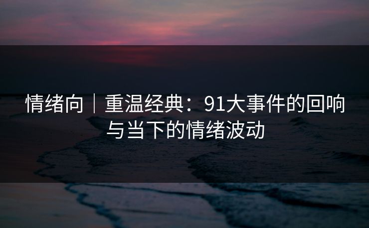 情绪向｜重温经典：91大事件的回响与当下的情绪波动