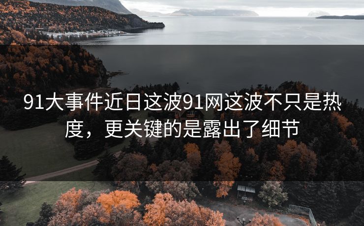 91大事件近日这波91网这波不只是热度，更关键的是露出了细节