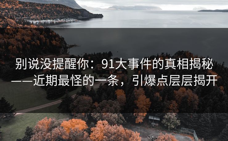 别说没提醒你：91大事件的真相揭秘——近期最怪的一条，引爆点层层揭开