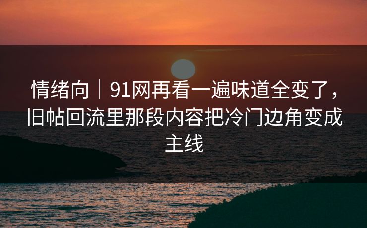 情绪向｜91网再看一遍味道全变了，旧帖回流里那段内容把冷门边角变成主线
