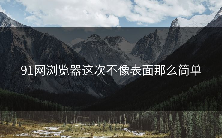 91网浏览器这次不像表面那么简单